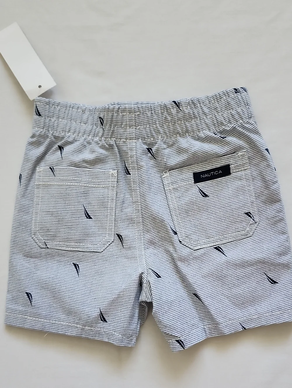 Nautica Boys 2-Piece Short Set Pink Multi-Logo Tee & Striped Shorts NWT